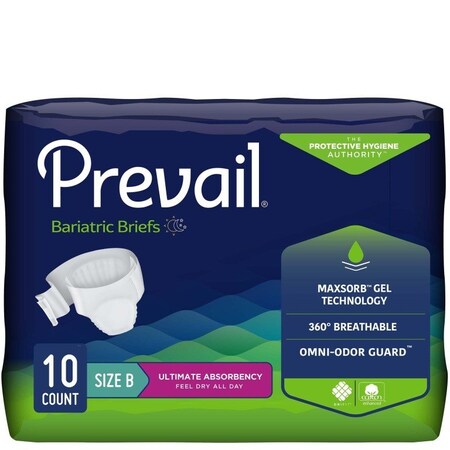 Prevail Bariatric Ultimate Incontinence Brief, Size B, 10PK PV-094
